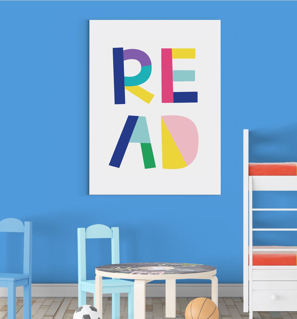 read lovely colours 文字育儿卧室男孩女孩墙壁装饰艺术海报印刷品